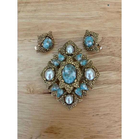 Sarah Coventry Brooch and Earring Set, Vintage, Remembrance, Convertible, pendan - Picture 4 of 8